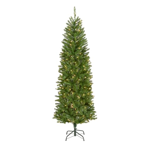 National Tree Company 6.5 ft Pre-Lit Kingswood Fir Slim Artificial Christmas Tree, 250...