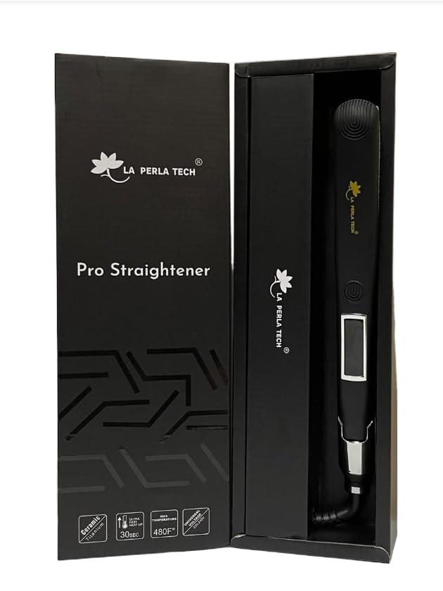 LA PERLA TECHProfessional Hair Flat Iron Straightener, Ceramic-Titanium Straightener Slim ultra Fast Heat Max 480 F