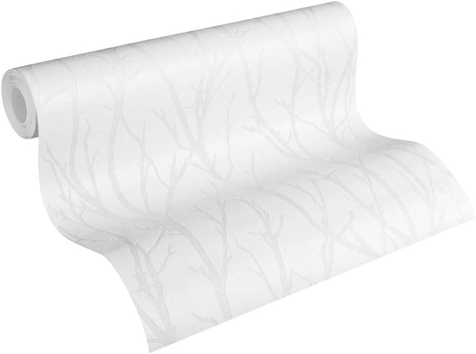 CONCORD WALLCOVERINGS ™ Classic Wallpaper Roll, Nature and Landscape & Botanical Design in White & Grey, Non-Self-Adhesive, Lightly Textured Surface – 32.8ft x 21in (10m x 53cm), 56 Sq Ft WP5