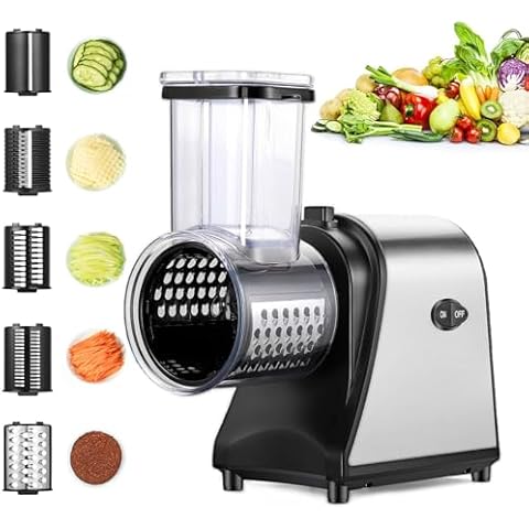 Homdox 250W Electric Cheese Grater with Blades Cover