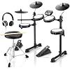 Donner DED-80 Electronic Drum Set with 4 Quiet Mesh Pads, 180+ Sounds, Bundle with Donner Drum Throne Set, Padded Seat Height Adjustable Drum Stools, 5A Drumsticks Included, Multiple Iterations