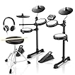 Donner DED-80 Electronic Drum Set with 4 Quiet Mesh Pads, 180+ Sounds, 2 Pedals, Throne, Headphones, Sticks, and Melodics Lessons