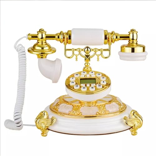 Teléfono vintage de disco estilo antiguo dorado