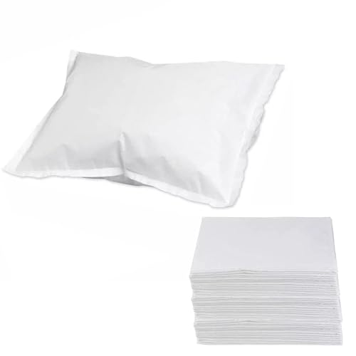 Fundas de almohada desechables (paquete de 40) – Blanco, 21 x 30 pulgadas (tejido/poliéster), fundas de almohada de un solo uso – Suministros de