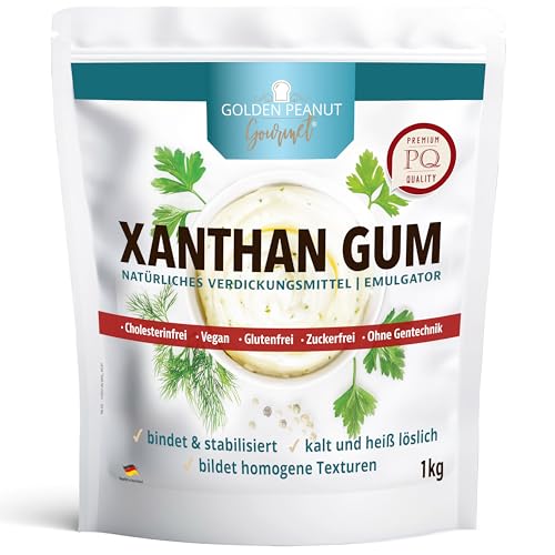 GOLDEN PEANUT Polvo de goma xantana, 1 kg, espesante estabilizado, aglutinante, bajo en calorías y sin gluten, ideal para hacer hielo
