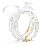 Glitter Jelly Bangles Bracelets for Girls Women Set Stack Plastic Bracelets Birthday,Mother's Day Gi