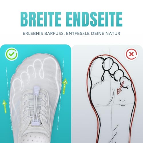 Torotto Barfußschuhe Fitnessschuhe Barfussschuhe Herren Damen Atmungsaktiv Schnell Trocknen Knit Zero-Drop Outdoor Unisex(Weiß 39)
