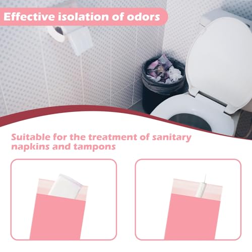 Image of 200 Pcs Pink Sanitary Napkin Disposal Bags,Sealable Tampon Disposal Bags, Prevents Odours Thickened Size Feminine Hygiene Bag for Sanitary Napkins and Pads,Disposable Tampon