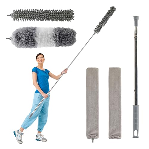 HB&CO Spolverino Allungabile 2,6m - Spolverino Telescopico Ultra Sottile - Pulizia Sotto Letto e Divano, Armadi