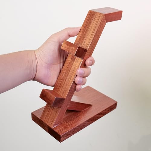 Soporte de madera para controladores y auriculares artesanal 5
