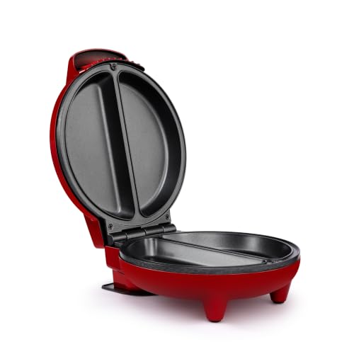 Image of Holstein Housewares - Non-Stick Omelet & Frittata Maker, Metallic Red /Stainless Steel - Makes 2 Individual Portions Quick & Easy