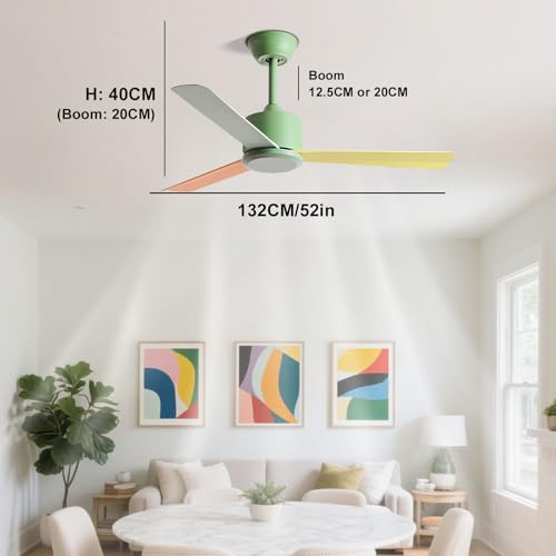 Ventilateurs de plafond colorés sans éclairage à 6 vitesses avec télécommande - 4