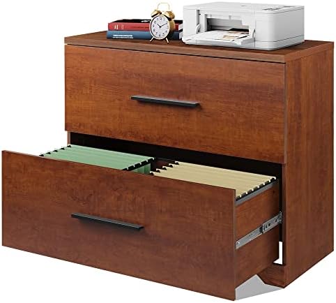 DEVAISE 2 Drawer Wood Lateral File Cabinet with Anti-tilt Mechanism, Storage Filing Cabinet for Home Office, Walnut
