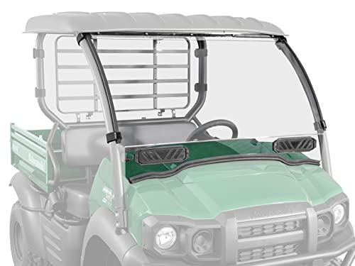 SuperATV Vented Mule SX Windshield - Scratch Proof Compatible With Kawasaki Mule SX SE XC 2017+ Heavy Duty Hard-Coated PC Full Front Window Clear | Made in the USA