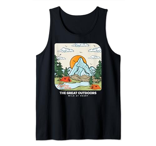 Vintage Retro Style Outdoor Wild at Mountain Go Camping Camiseta sin Mangas