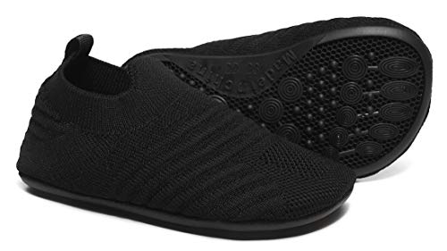 ditont Toddler Boys Girls Rubber Sole Non Slip Indoor House Slippers Lightweight Baby Socks Shoes(dt20003AllBlack21)