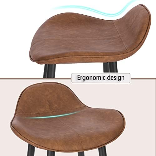 WOLTU Bar Stool, Bar Chair with Footrest, Faux Leather Bar Stool with Upholstered Seat, Barstool, Kitchen Chair with Metal Legs, Seat Height 67cm, Brown BH350br-1