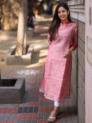 Image of Sun Fashion And Lifestyle Women's Chanderi Calf Length Straight Stitched Printed Kurti for Women