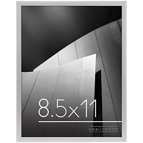 Americanflat 8.5x11 Picture Frame in Silver with Shatter Resistant Glass - Thin Border Frame in Horizontal and Vertical Formats for Wall and Tabletop Cover