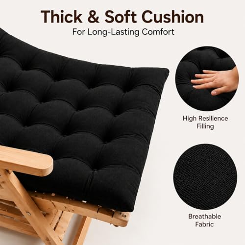 Image of KYNE Rocking Chair Cushion 18 x 50 Inch Thick Tufted Chair Cushion with Backrest and Seat Pad Soft Plush Polyester Filling Non Slip Indoor Outdoor Rocking Chair Replacement Cushion