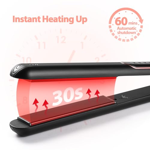 Hair Straighteners for Women, Haglater 2 in 1 Straightener and Curler Ceramic Plates Flat Iron with Adjustable Temperature LCD Display Straightening Styling Tool for Long Hair - Image 6