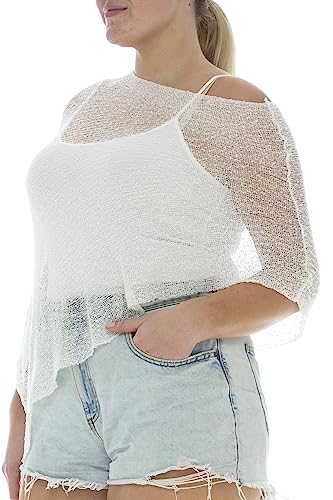 Image of Back From Bali Womens Plus Size Sheer Poncho Shrug - Lightweight Knit Pullover Bolero Sweater 2X 3X 4X