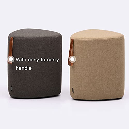Taburete otomano triangular con reposapiés de algodón y asa para salón 8