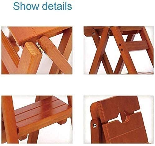 Asiento plegable de madera maciza y taburete de cocina con peldaños 3
