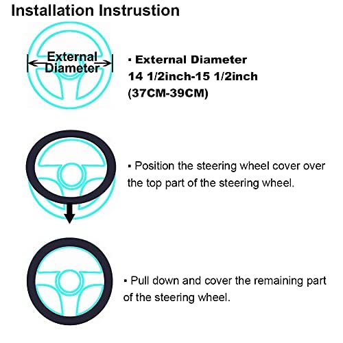 OGLAND Real Fur Fuzzy Wool Sheepskin car Steering Wheel Cover for Women and Men,Protector for Universal Steering Wheel 35CM-42CM, Anti-Slip,Comforting and Luxurious, Soft Texture Gray OG-SWC02