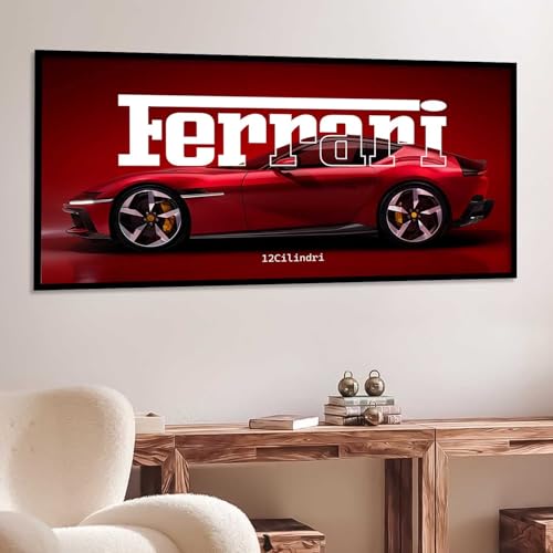 Image of kotart Big ferrari Car Framed Posters Gift Items for Boys Room Wall Decoration Bedroom Living Room Office Studio Decor | Car Poster Frame for Wall Decor Set Of 1 Size (10 x 19 inch)