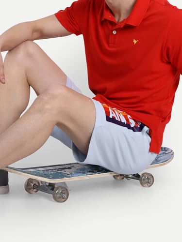 Image of AM SWAN Mens Premium Cotton Colourblocked Printed Stylish Comfort Knee Length Shorts