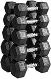 papababe Dumbbells Free Weights Dumbbells Weight Set Rubber Coated cast Iron Hex Black Dumbbell Pair...