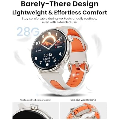 Smart Watch GPS, 1.43 AMOLED Screen Smart Watch for Men/Women Fitness Tracker, Military Smartwatches Compass,Compatible with Android & iOS (Bluetooth Call Answer/Dial), Multiple Sports Modes(Orange)