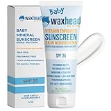 Waxhead Baby Sunscreen SPF 35, 25% Non-Nano Zinc Oxide Mineral Lotion, Tear-Free Face & Body, Safe for Newborns, Infants & Toddlers, 6 Food-Grade Ingredients, Hypoallergenic, Reef-Safe (4 oz)