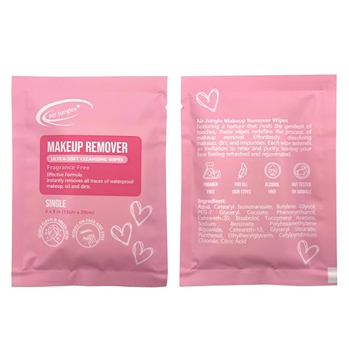 Air-Jungles-Makeup-Remover-Wipes-Singles-25-Count-Fragrance-Free-Gentle-Removes-Makeup-and-Oil-Soft-Cleansing-Wipes-Alcohol-Free-Large-6-x-8-Unfolded-Wipe-Size