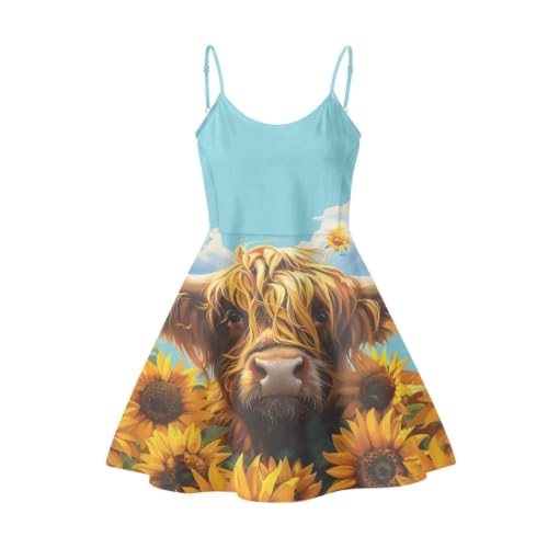 Image of Women's Spaghetti Strap Dress Summer Casual Swing Sundress Girls Beachwear Swing Mini Dress