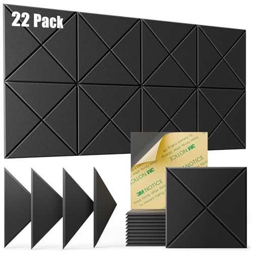 Acoustic panels 22-pack self-adhesive 12"x12"x0.4"
