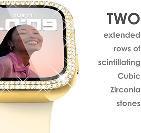 Surace 40mm Case with Screen Protector, Bling Diamond Overall Protective Case Compatible with Apple Watch Series 6/5/4 SE, 40mm, Gold — view 3
