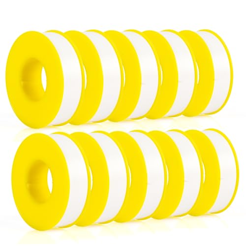 Image of U.S. Solid 10 Rolls 0.7 Inch(W) X 905 Inches(L) Teflon Tape, Plumbers Tape, PTFE Tape, Sealing Tape, Water Pipe Sealing Tape, Duct Tape, Yellow Shell