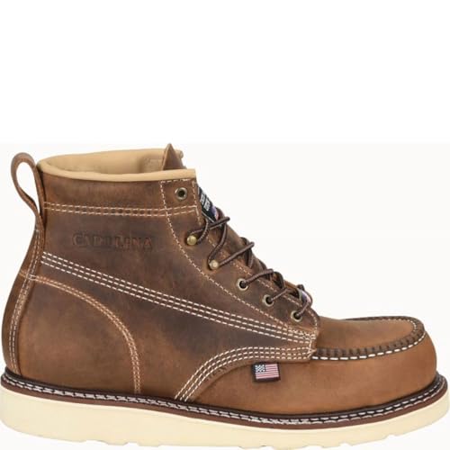 Carolina AMP USA 6" Soft Moc Toe Work Boots for Men - USA Made, Old Town Folklore Leather Upper, Oil & Slip Resistant Outsole, Poron Insole2