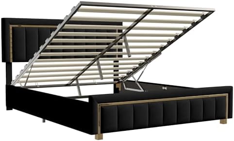 Mutuolux Storage Bed 160 x 200 cm with Quilted Headboard, Double