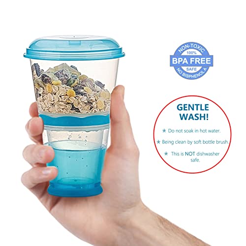 Cereal To Go, Cereal Container, Cereal On The Go Go Cereal Box Storage Container Cups Milk Yogurt Keeper Holder With Spoon (Red+Blue) #TOP4