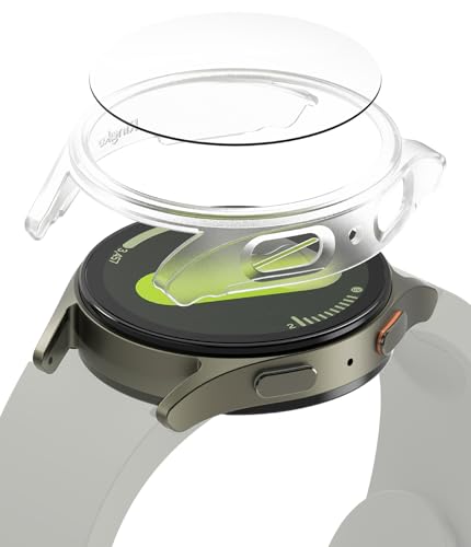 Image of Ringke Slim & Glass Compatible with Samsung Galaxy Watch 7 44mm Case [Combo] Anti-Scratch Hard PC Frame Protection Cover with HD Clear Tempered Glass Screen Protector - Alpine Clear