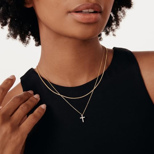 Gelin Diamond Cross Necklace in 14K Solid Gold | 14k Gold Cross Necklace for Women, 18"3