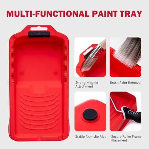 Mister Rui Mini Paint Roller Kit-13 Piece, 4-Inch Microfiber Paint Rollers with Ergonomic Handle, Small Roller Paint Brush, Paint Tray with 3 Liners, Perfect for House Painting, Trim, and Touch-Ups - Image 4