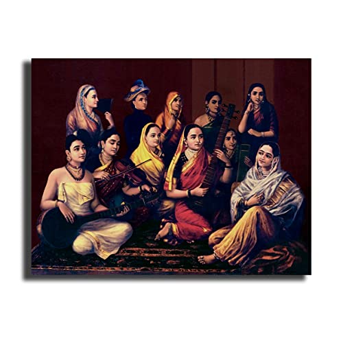 Image of Sikhash Raja Ravi Varma Canvas Art /Classic Printing Art /Unframed The Galaxy of Musician Art for Bedroom, Living Room, Home, Office, Multicolor Fabric Wall Decor, (23x15 inches)