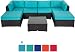 Peach Tree 7 PCs Outdoor Patio PE Rattan Wicker Sectional Sofa Furniture Set with 2 Pillows and Tea Table