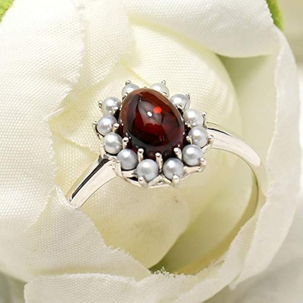ガーネットシードパール　リング Amazon.co.jp: [ロクザン] 碌山 ガーネット シードパール リング