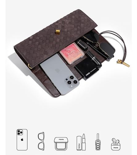 Image of Upbull Trendy Woven Evening Clutch Purses Women Underarm Shoulder Handbag Cute Satchels Crossbody Purse PU Leather Wallet
