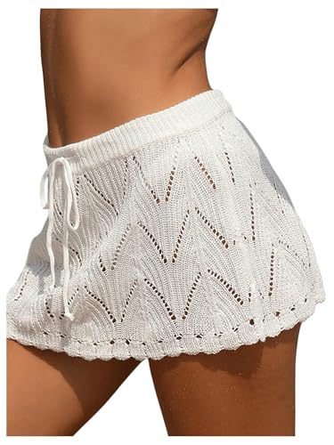 Image of Milumia Women Crochet Beach Mini Skirt Swim Bikini Cover Up Skirt Knit Swimsuit Bathing Suit Coverup